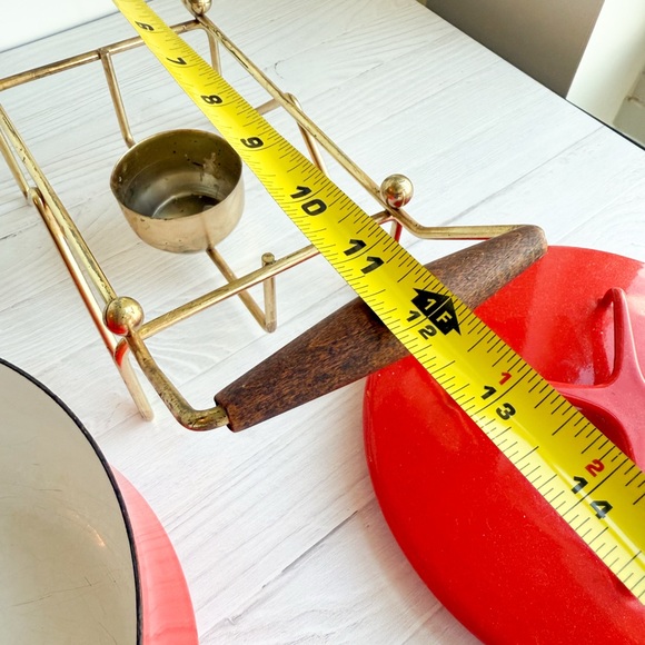 🇩🇰 Vintage Dansk Kobenstyle 2 Qt Lid & MCM Wood Handled Brass Warming Cradle. - Picture 12 of 14